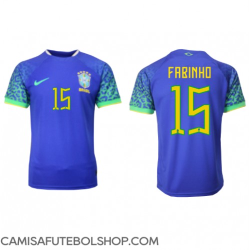 Camisa de time de futebol Brasil Fabinho #15 Replicas 2º Equipamento Mundo 2022 Manga Curta
